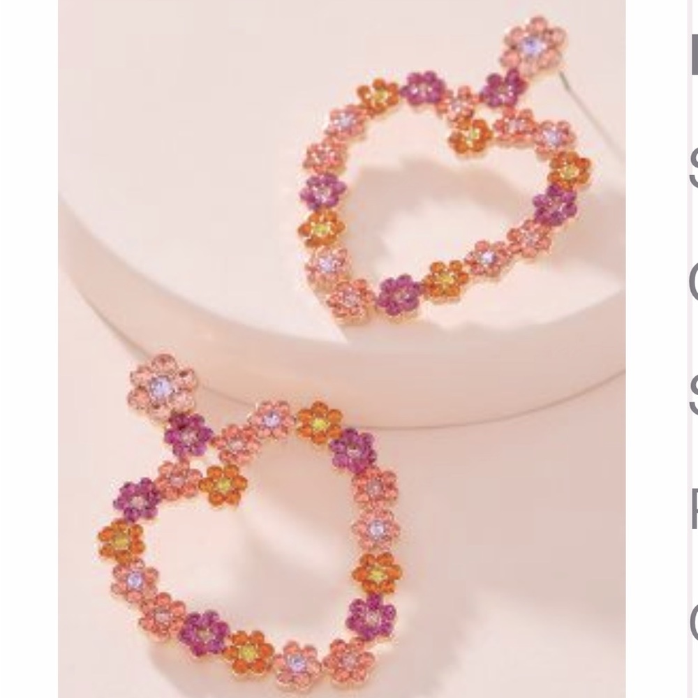 Anthropologie Jeweled Flower Drop Earrings